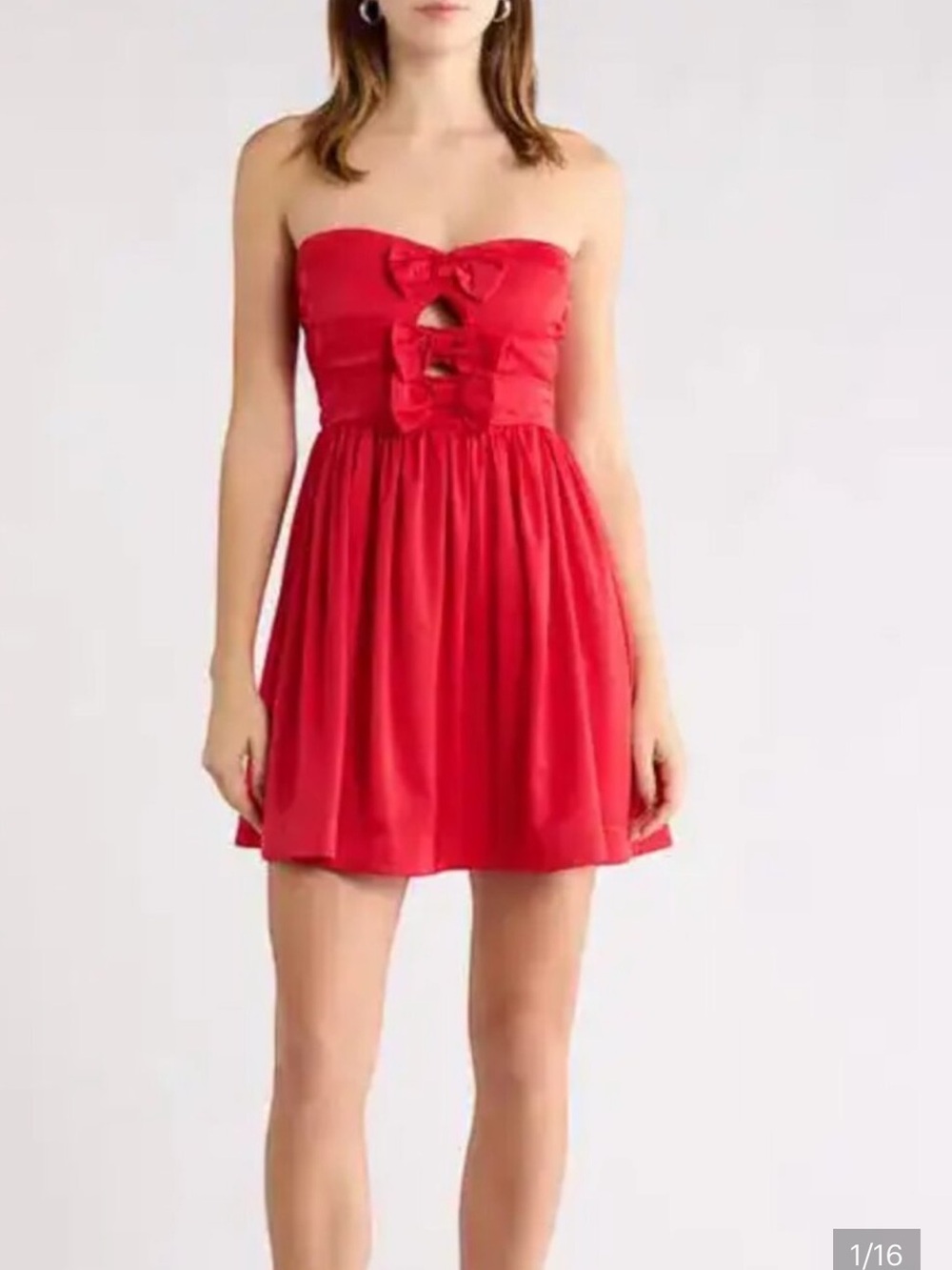 All in Favor Red Strapless Bow Mini Dress